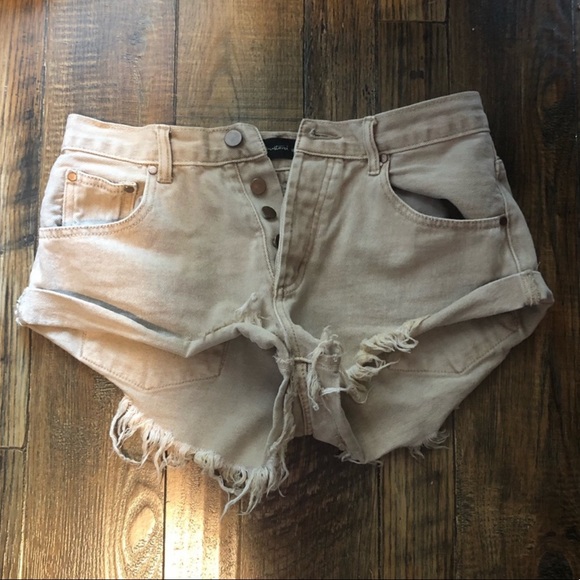 mustard seed denim shorts
